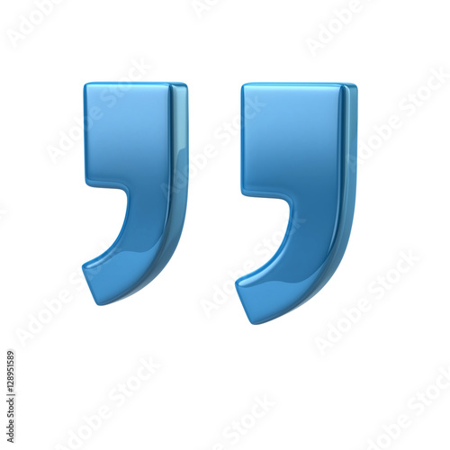 3d illustration of blue quote marks