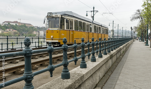 Yellow tramcar in Budapest