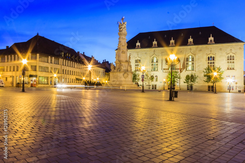 Photography Trinity Square near Fisherman's Bastion at Twilight time in Budapest, Hungary