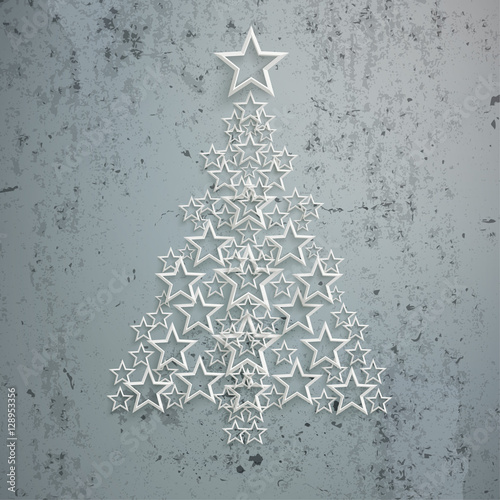 Christmas Tree White Stars Concrete