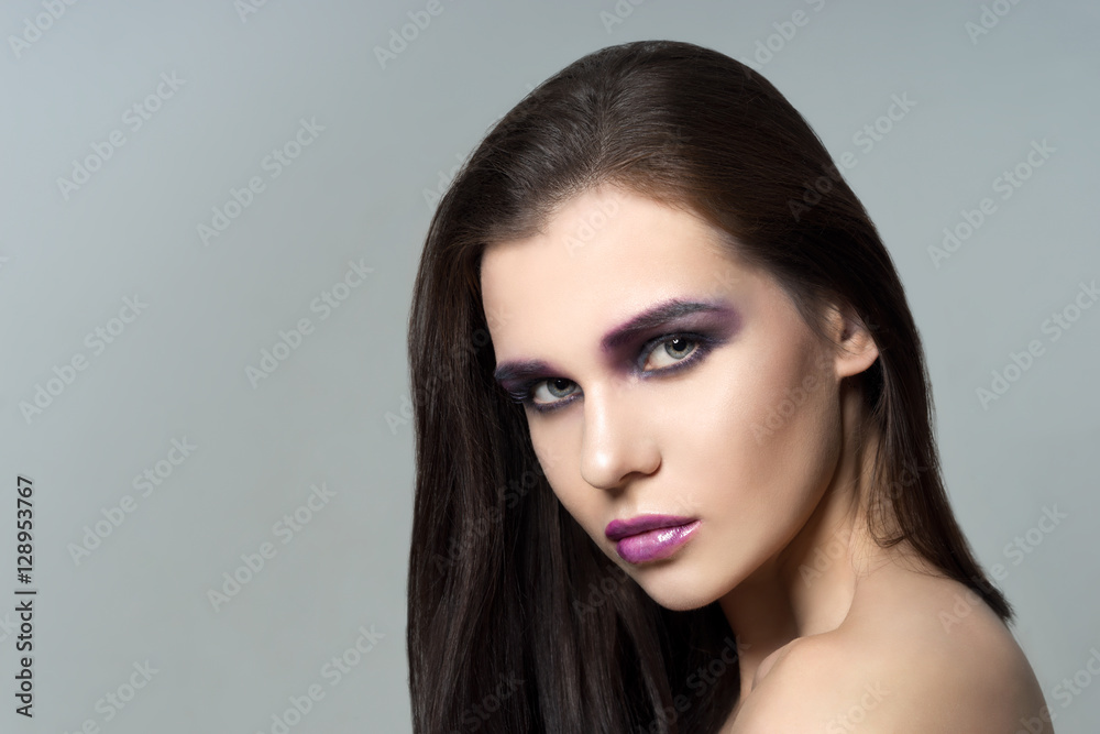 Portrait of beautiful woman model with professional makeup Portrait of beautiful woman model with professional makeup