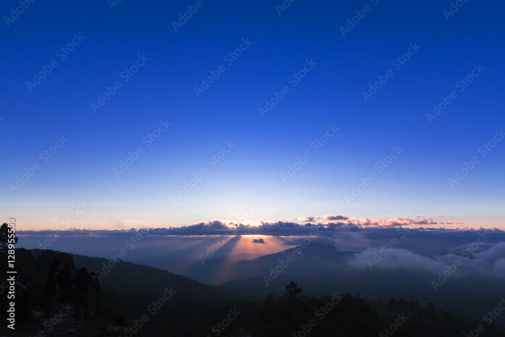 beautiful sunrise at doi inthanon national park
