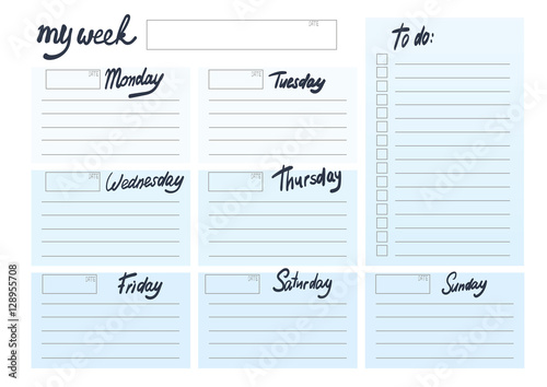weekly planer blank template