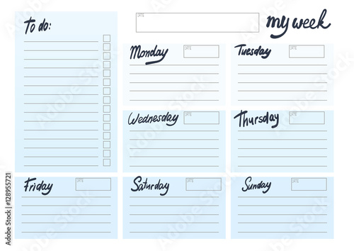 weekly planer blank template