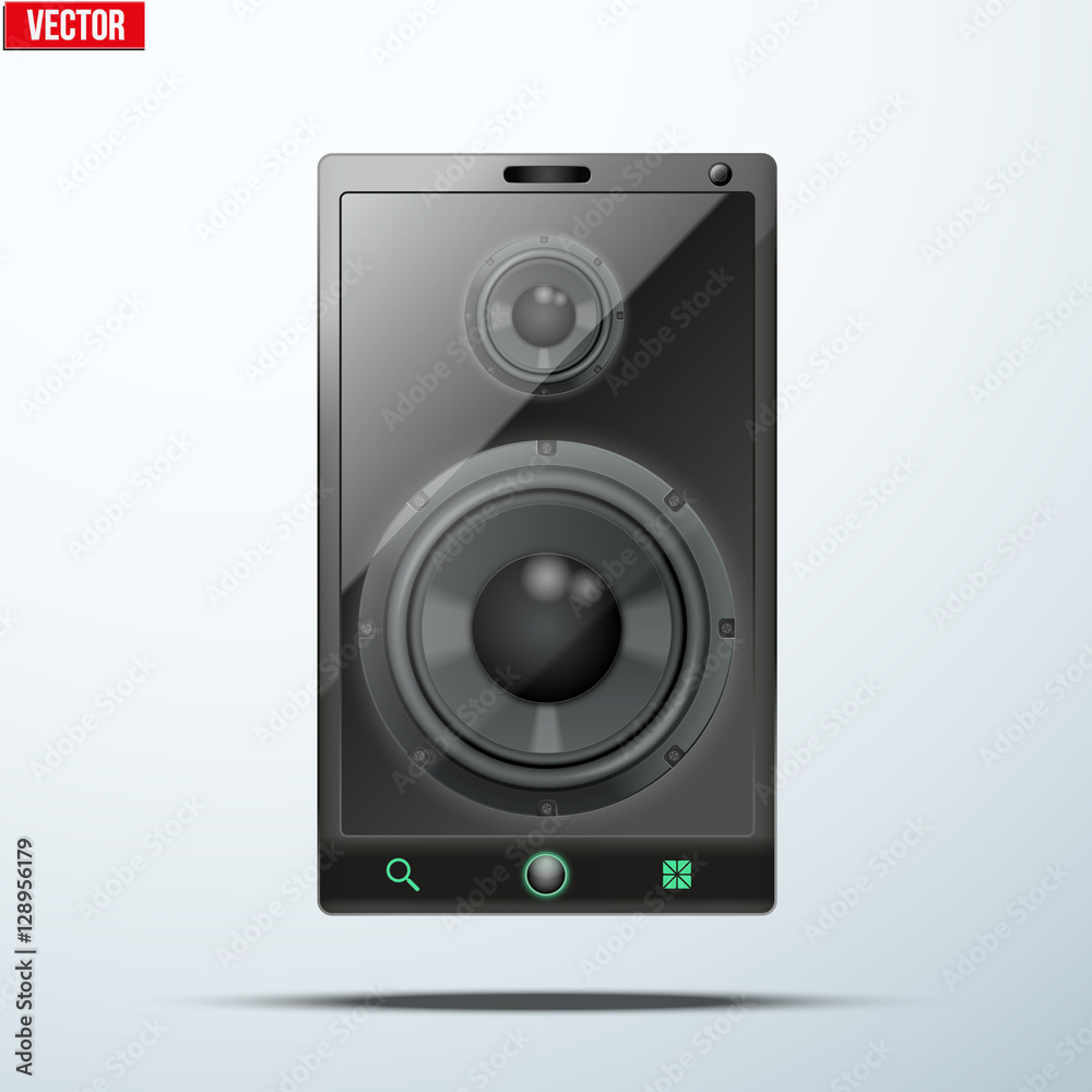 Sound speakers Dynamics inside screen a mobile phone. Vector Illustration. Sound speakers Dynamics inside screen a mobile phone. Vector Illustration.