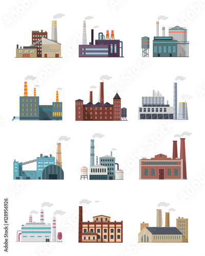 Set of Industry Manufactory Building Icons.