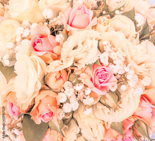 Pink roses background with vintage filter