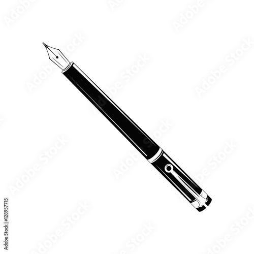 oldfashioned fountain-pen writing, vector illustration isolated on white