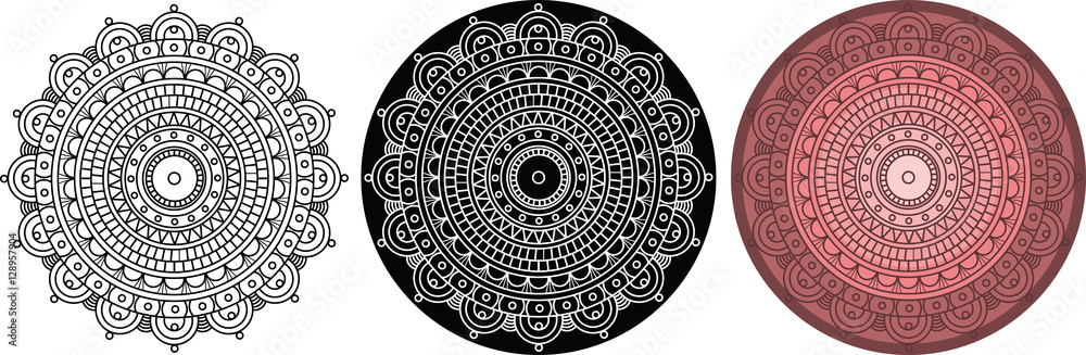 Beautiful mandala for coloring book. Round pattern with thick contour