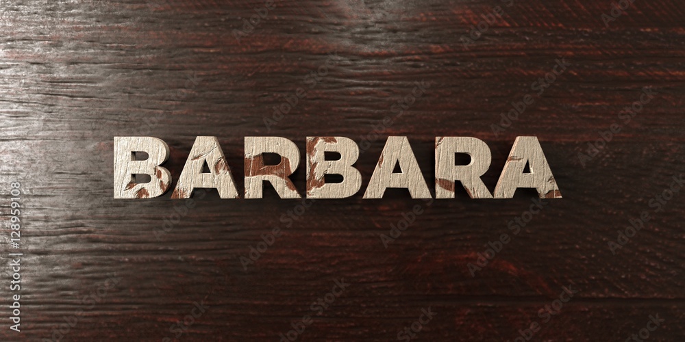 Fototapeta premium Barbara - grungy wooden headline on Maple - 3D rendered royalty free stock image. This image can be used for an online website banner ad or a print postcard.