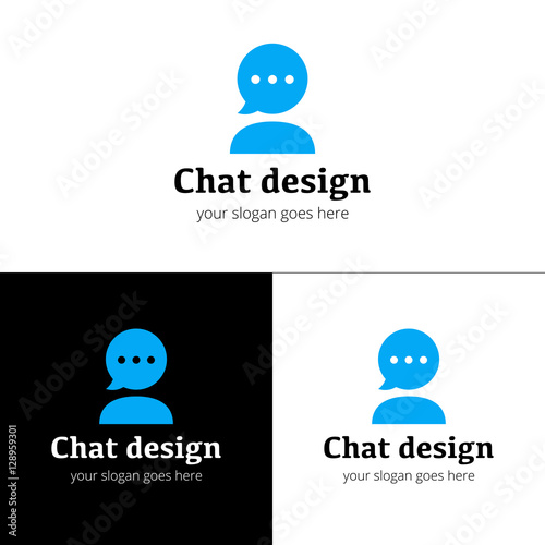 Chat logo icon. Vector logo chat design template with trend color on white-black background. Abstract communication vector logotype.
