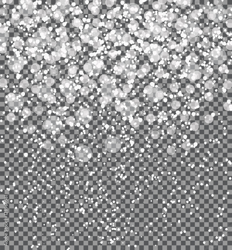 Snow on transparent background Abstract Christmas and New Year.