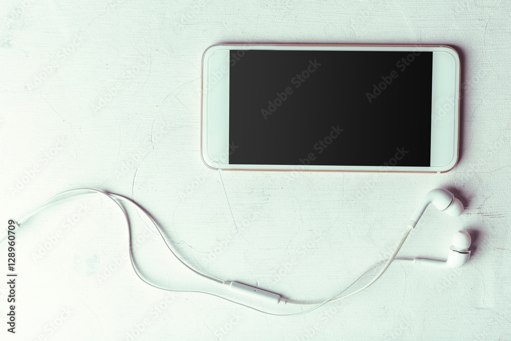 Obraz premium Top view smartphone mock up template with black screen