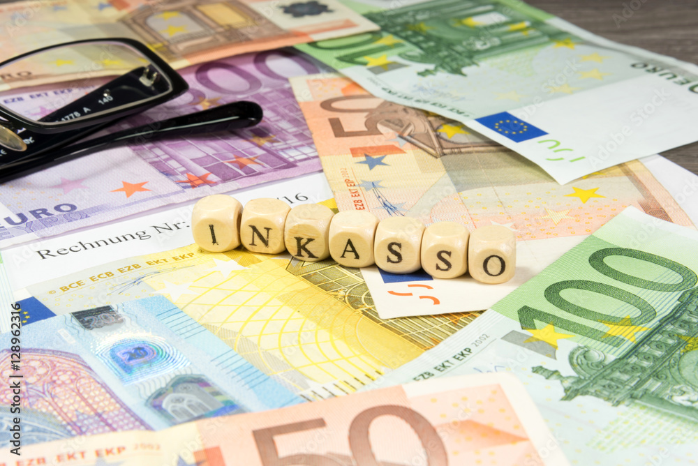 Eine unbezahlte Rechnung, Geld und Inkasso Eine unbezahlte Rechnung, Geld und Inkasso