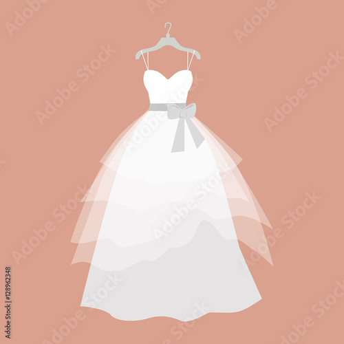 Wedding Dress Vector Illustration in Flat Design 