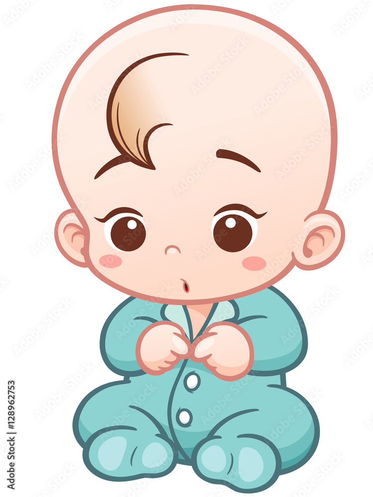 Vector Illustration of Cartoon Cute Baby wearing bodysuit Vector Illustration of Cartoon Cute Baby wearing bodysuit