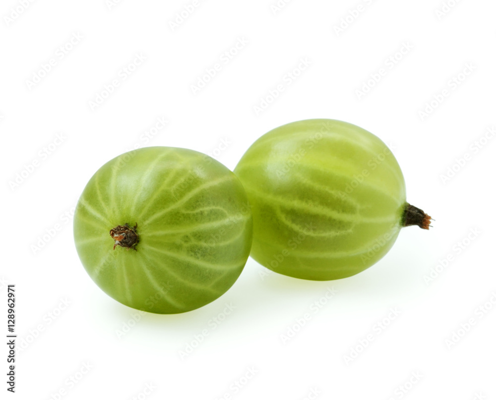 Fresh green gooseberry isolated on white background