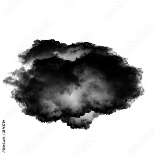 Black realistic clouds of smoke isolated over white background
