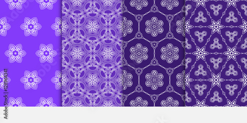 set of decorative floral seamless pattern background. Luxury texture for wallpaper, invitation. Vector illustration. purple color. photo