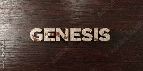 Valokuvatapetti Genesis - grungy wooden headline on Maple  - 3D rendered royalty free stock image