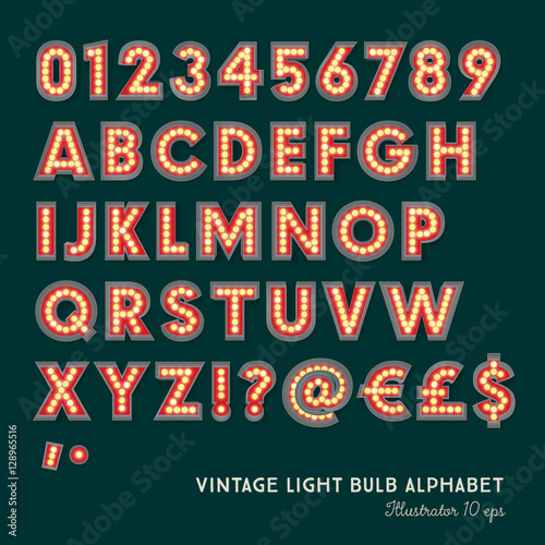 Vintage Vector Light Bulb Alphabet to make your own lightbulb Signs