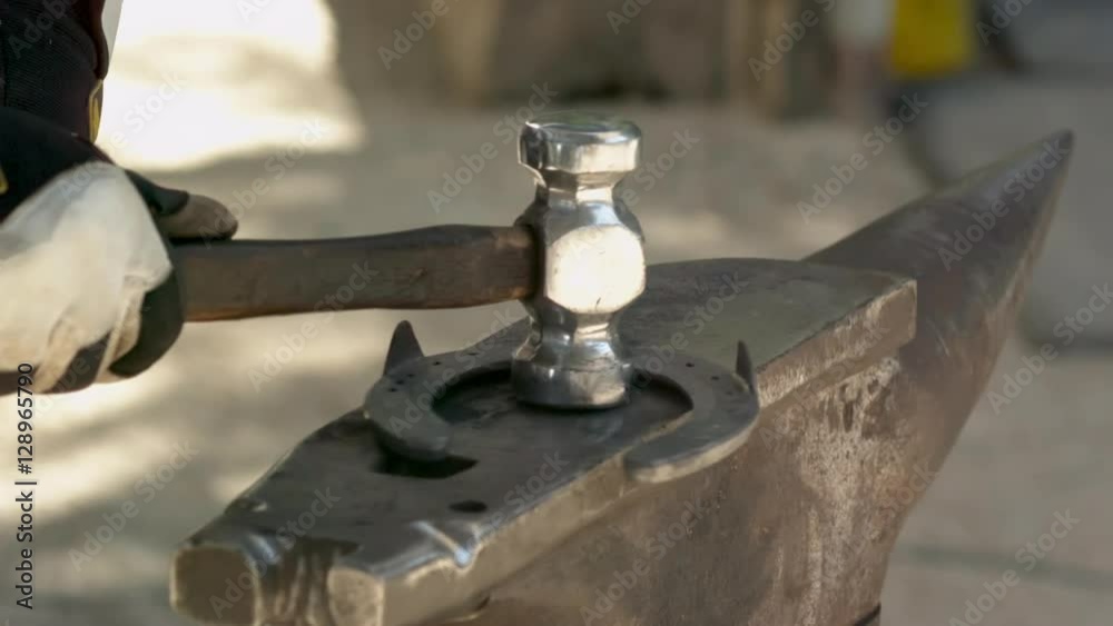Horseshoe Hammering at Anvil Slow Motion 02 Horseshoe Hammering at Anvil Slow Motion 02