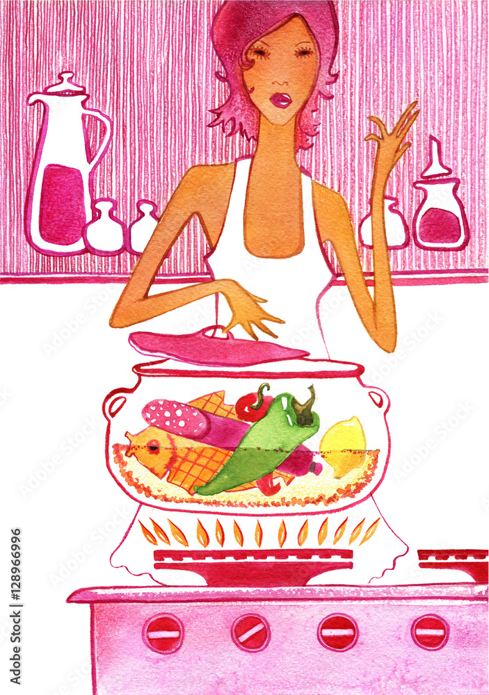 Gastritis, Girls drink the soda and honey water on a white background