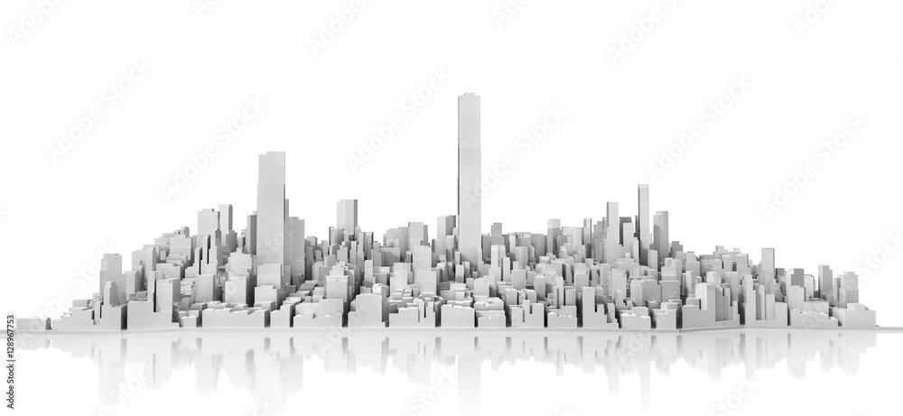 Urban concept. White city on white background. Outlines of city.