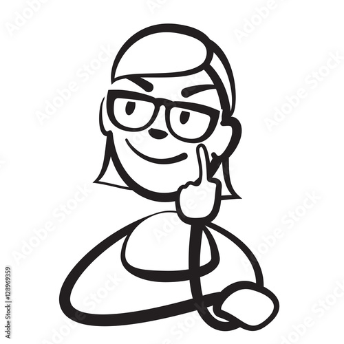 Stichmännchen Frau Überlegung Prtrait