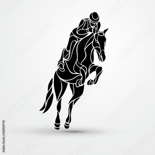 Horse race. Equestrian sport. Silhouette of racing with jockey