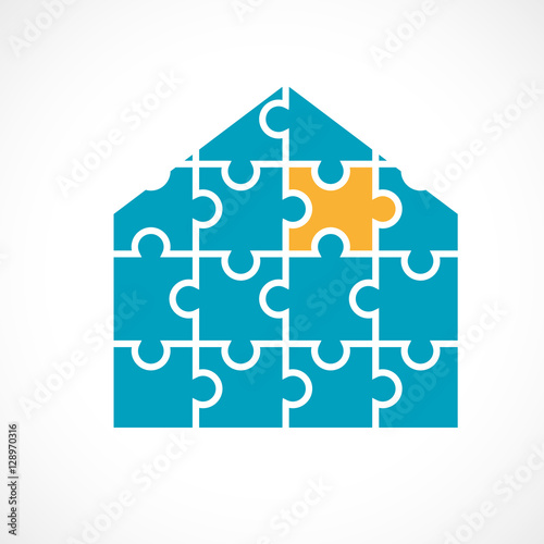 puzzle maison, construction concept