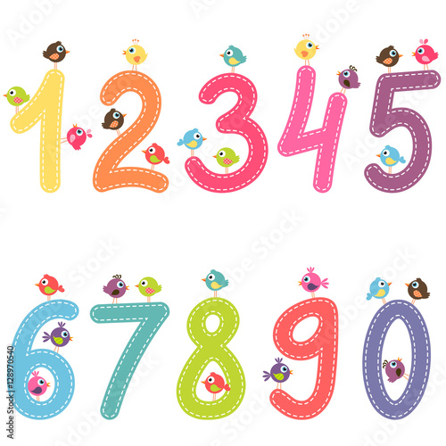 the numbers from zero to nine with birds