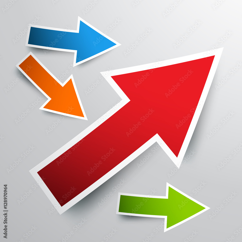 Vector Paper Arrow. Red, Green, Blue and Orange Paper Arrows. Vector Paper Arrow. Red, Green, Blue and Orange Paper Arrows.