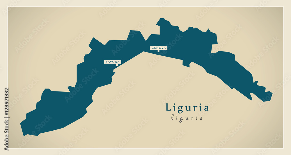 Modern Map - Liguria IT Italy