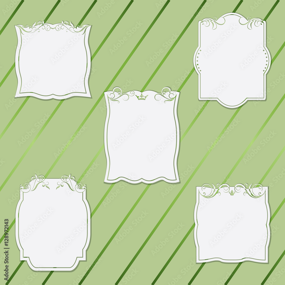 Set Frames With Different Shapes Cut Out Decorative Pattern Stock