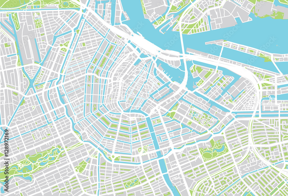Fototapeta Mapa miasta Amsterdam