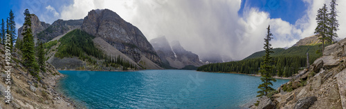 Panorama of Moraine Lake in Banff National Park Alberta Canada