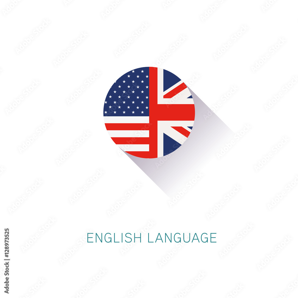 English Language icon USA UK flags