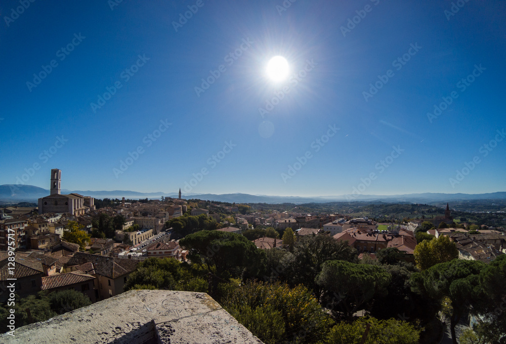 Panoramic view of Perugia, Umbria, Italy.