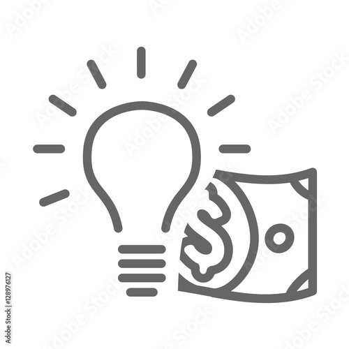 Lightbulb and Dollar Icon for a Moneymaking Idea
