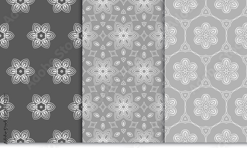 set of Luxury floral ornament. seamless pattern. grey color. vector illustration. for wallpaper, invitation