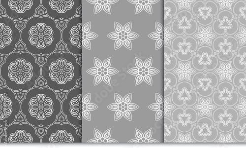 set of Luxury floral ornament. seamless pattern. grey color. vector illustration. for wallpaper, invitation
