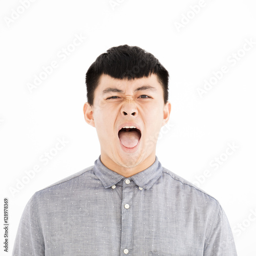 angry asian young casual man portrait