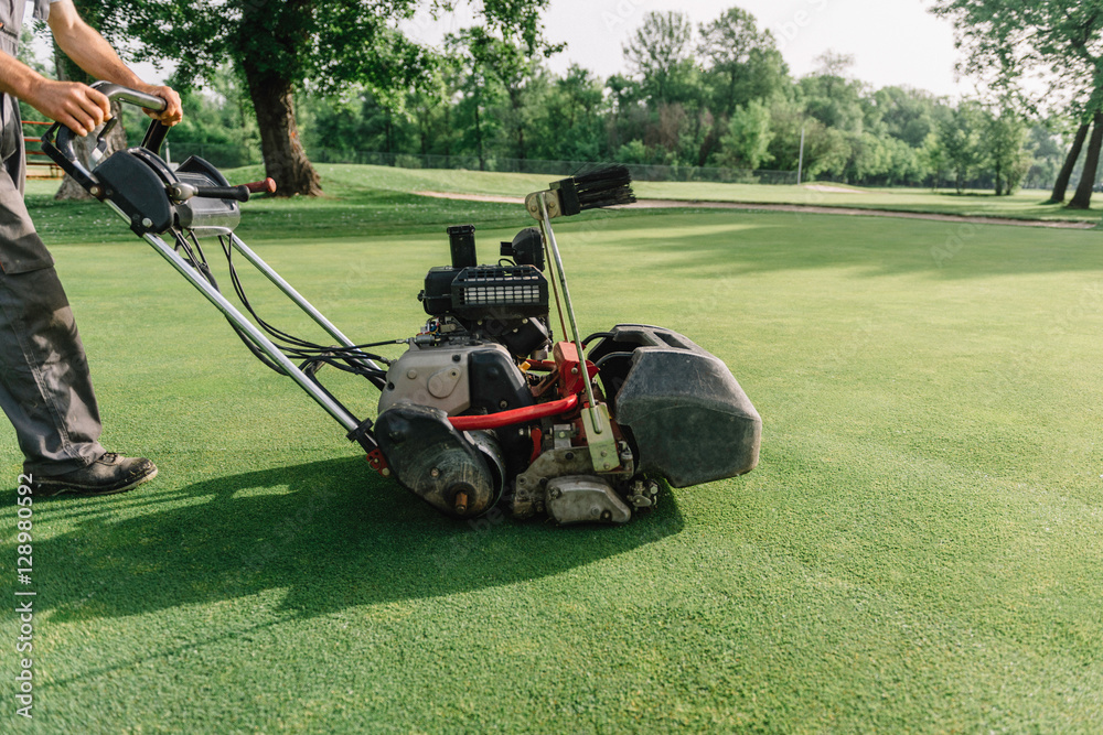 Greens mower. Golf course maintenance equipment, greens mower Greens mower. Golf course maintenance equipment, greens mower