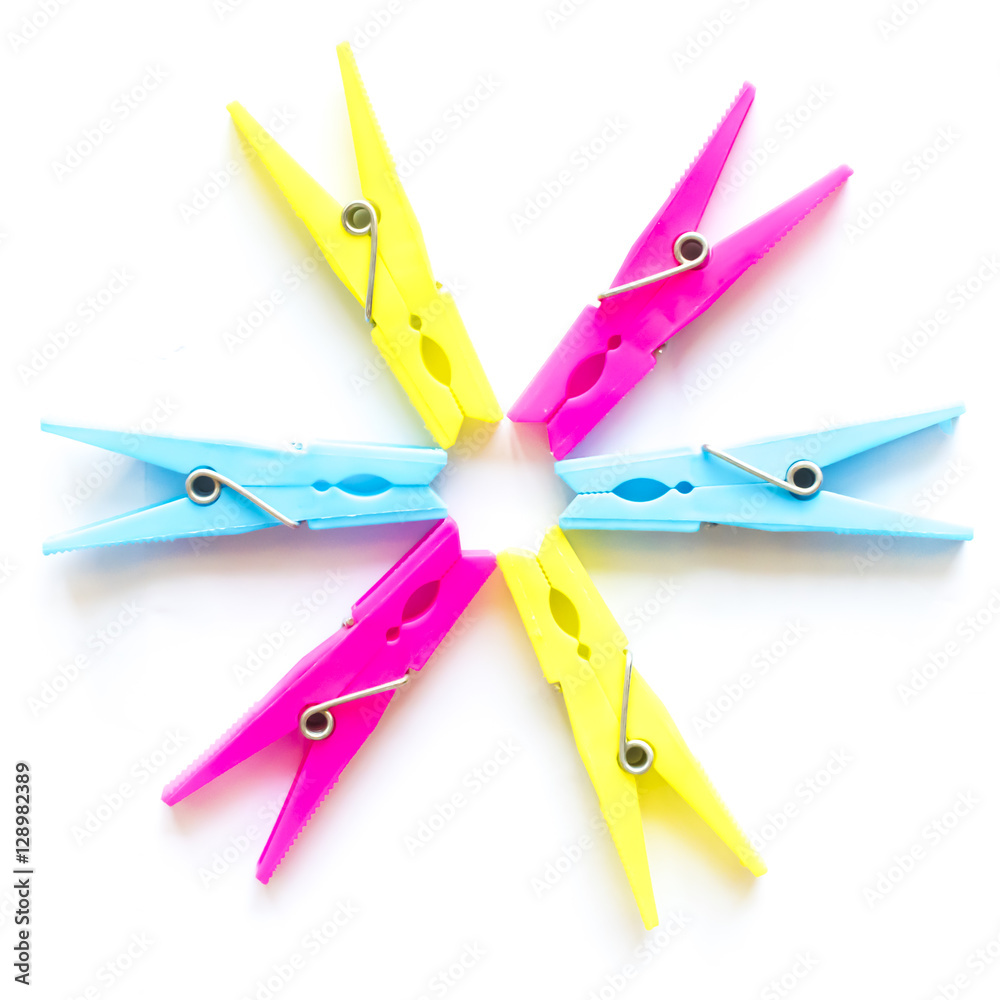 Colorful clip set roundly on white background. Colorful clip set roundly on white background.