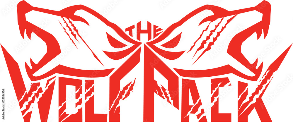 Naklejka premium Retro głowa stada wilków