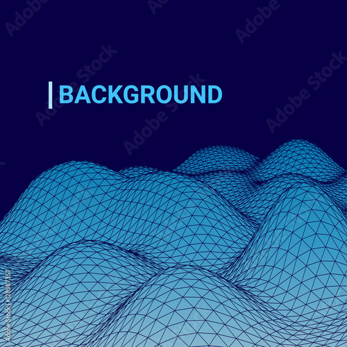 Wireframe of sand dunes in the desert, seabed