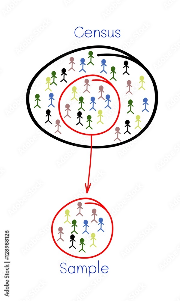 Naklejka premium Research Process Sampling from A Target Population