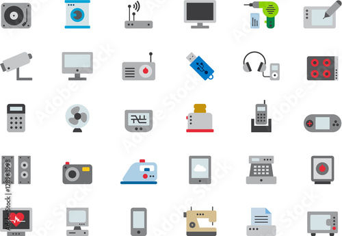 HOME APPLIANCES & ELECTRONIC DEVICES color flat icons