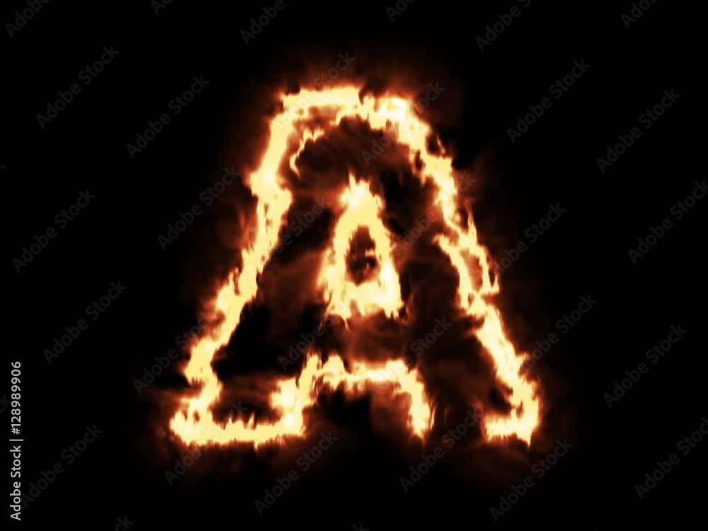 A hot burning alphabet letter on black background A hot burning alphabet letter on black background